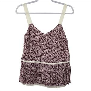 Grey Jason Wu V Neck Pleated Bunny Birds Silk Cami Top Burgundy Size 2 $325 RARE